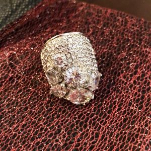 Silver w diamonds cocktail ring